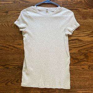 Uniqlo Light Gray Ribbed Short Sleeve